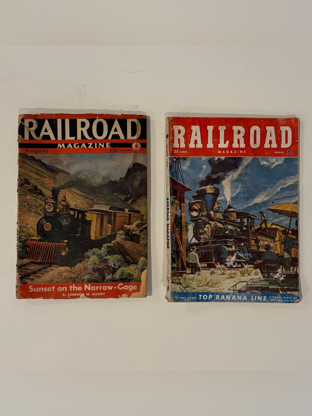 Vintage Railroad Train Pulp Magazines: August 1941 Top Banana Line & March 1952